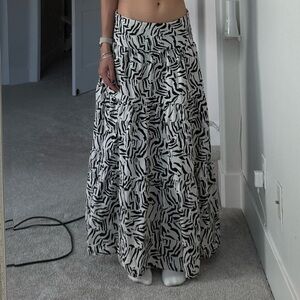 a new day Black and White Zebra Print Maxi Skirt